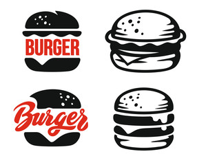 burger logo emblem - obrazy, fototapety, plakaty