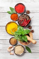 Foto op Canvas Various spices and herbs © karandaev