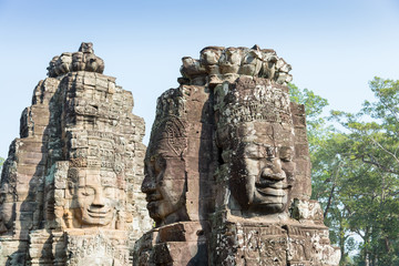 Fototapeta na wymiar Angkor Wat -face of Angkor Thom in Siem Reap, Cambodia, world heritage