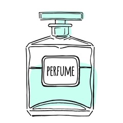 Vector perfume sketch isolated on white background