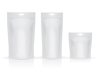 Blank foil food or drink pack package on white background