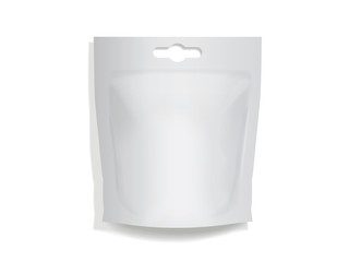 Single blank foil food bag on white background