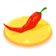 Pepper chilli icon, isometric 3d style