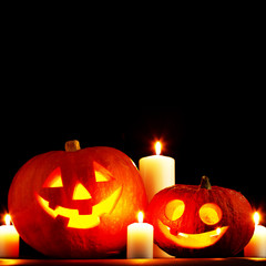 Halloween pumpkins and candles