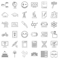 Graduate icons set, outline style