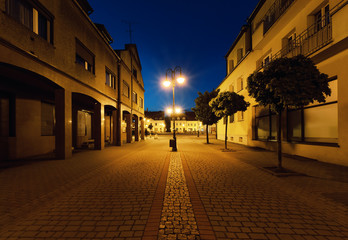 Fototapeta na wymiar Street in Zory in the evening. Poland