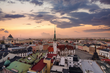 Panorama of the Olomouc city in the evening. - obrazy, fototapety, plakaty