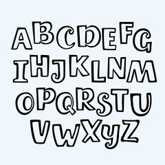 Vector hand drawn alphabet font