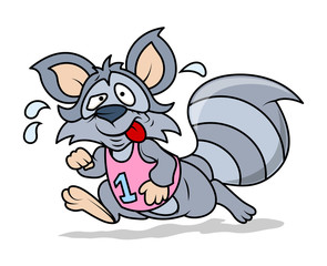 Running Cartoon Raccoon