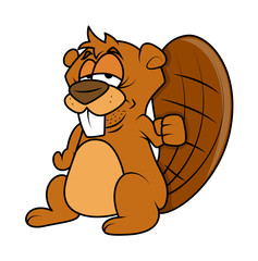 Happy Cartoon Beaver Character © VectorShots