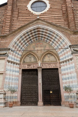 Fototapeta na wymiar Facade of Sant'Anastasia Church in Verona, Italy.
