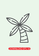 Palm tree icon, island icon, sun icon, Vector