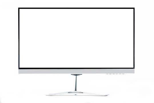Modern flat computer blank screen monitor isolated on white background