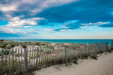 Plage et dune de sable &agrave; Canet-en-Roussillon