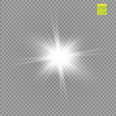 Glow light effect. Starburst with sparkles on transparent background. Vector illustration.