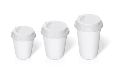 Plastic cup for your design and logo. It's easy to change colors. Mock Up. Vector template.