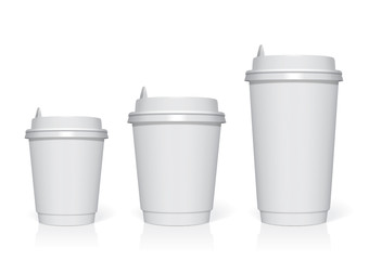 Plastic cup for your design and logo. It's easy to change colors. Mock Up. Vector template.