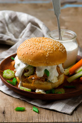 buffalo turkey sandwich with blue cheese sause