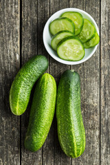 Sliced green cucumbers.