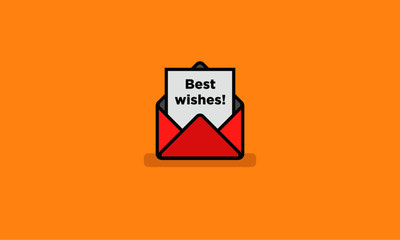 'Best Wishes' Written Inside An Envelope Letter (Line Icon in Flat Style Vector Illustration Design)