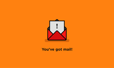 'You've Got Mail' Written Inside An Envelope Letter (Line Icon in Flat Style Vector Illustration Design)
