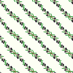 Vector seamless pattern of black olives.