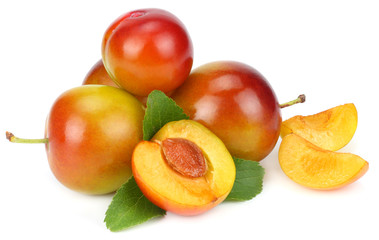fresh plum fruit isolated on white background