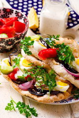 pita sabich sandwich.selective focus