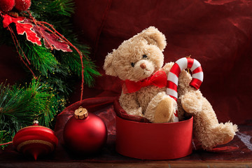 Christmas decoration and teddy bear