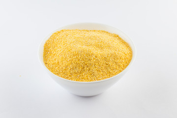 Corn Cuscus. Brazilian Corn Flour into a bowl