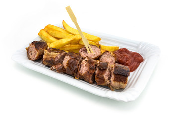 Bratwurst mit Pommes