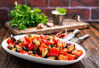 fried eggplant with other vegetables