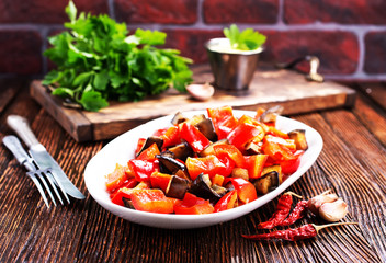 fried eggplant with other vegetables