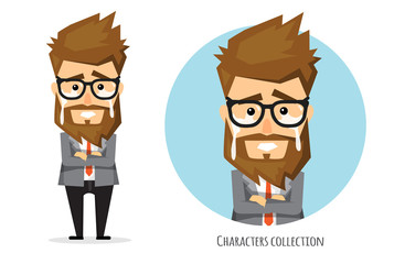 Crying man. Negative emotion facial expression feeling.