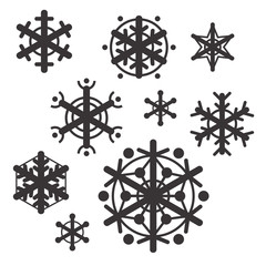 Collection of flat style vector snowflakes. Set of winter minima