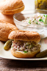 southern ham salad sandwich.style rustic.