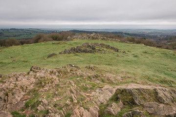 cloudy and depressing day with a stunning view from Beacon Hill looking at the surrounding countryside in Leicestershire, England, UK