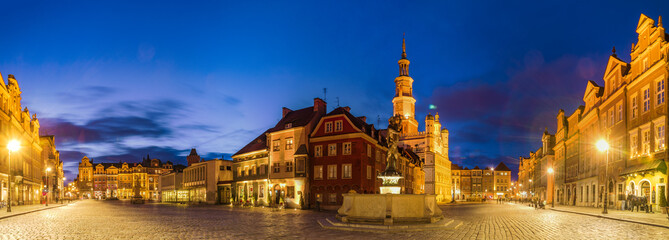 evening panorama of Poznan - obrazy, fototapety, plakaty