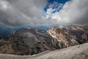 Panorama of Travenanzes Valley upper part Dolomites, Cortina d'Ampezzo, Italy