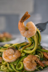 Skinny Shrimp Scampi with Zucchini Noodles. Low carb meal