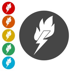 Lightning Power Energy icons set 