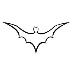 Halloween. The black contour of the bat is flying. Vector