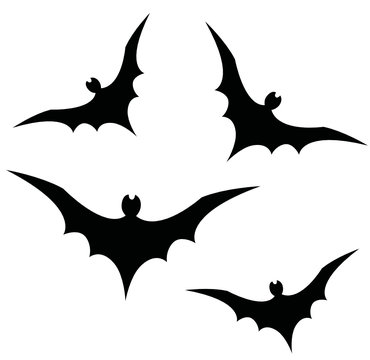 Halloween. The black contour of the bat is flying. Vector