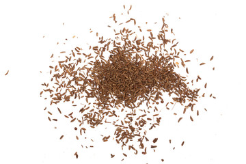Cumin seeds or caraway isolated on white background