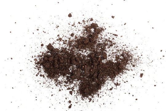 Pile Of Soil Isolated On White Background, Top View