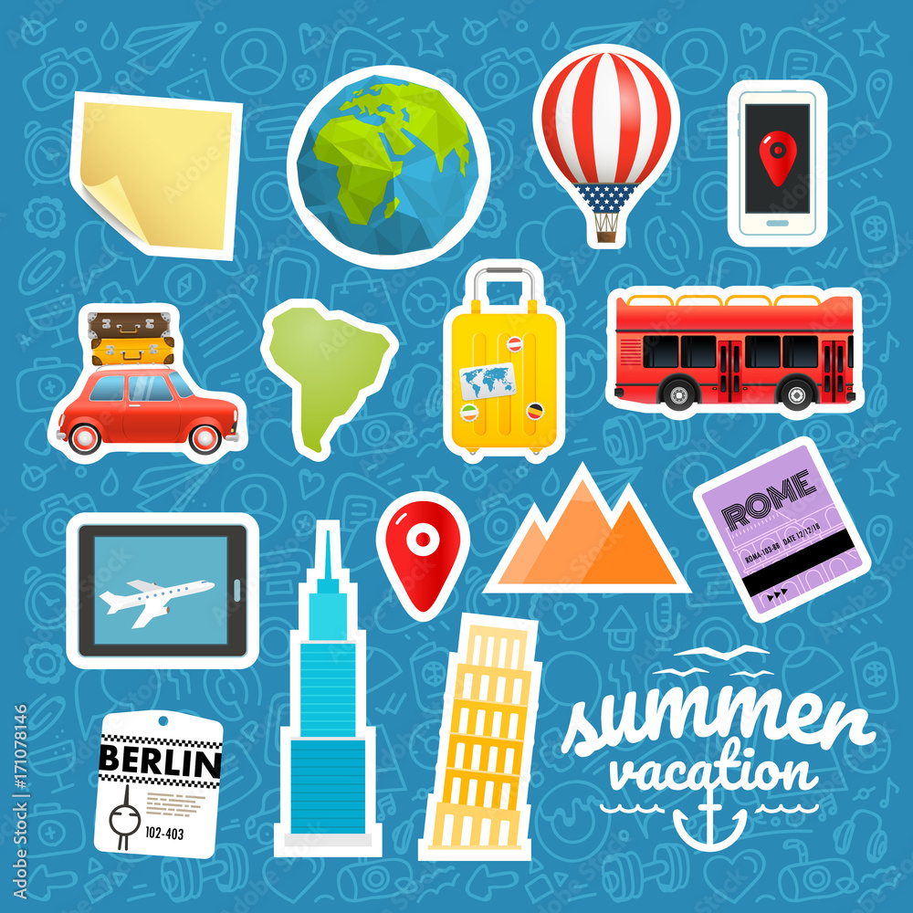 Poster different web abd mobile messenger stickers. vector illustration