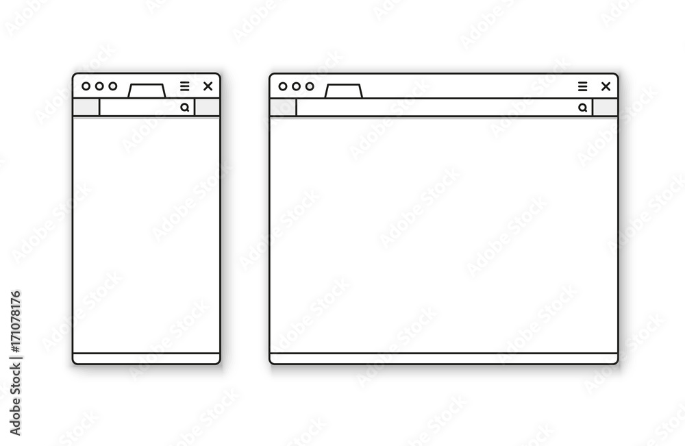 Poster Mobile and desktop browser mockup vector set