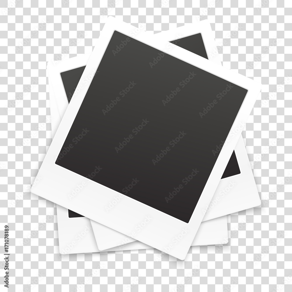 Poster many retro photo frames isolated on transparent background