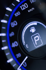 Speedometer and fuel indicator, parking mode