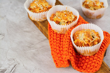Savory vegetable muffins with carrot, cabbage and sesame seeds